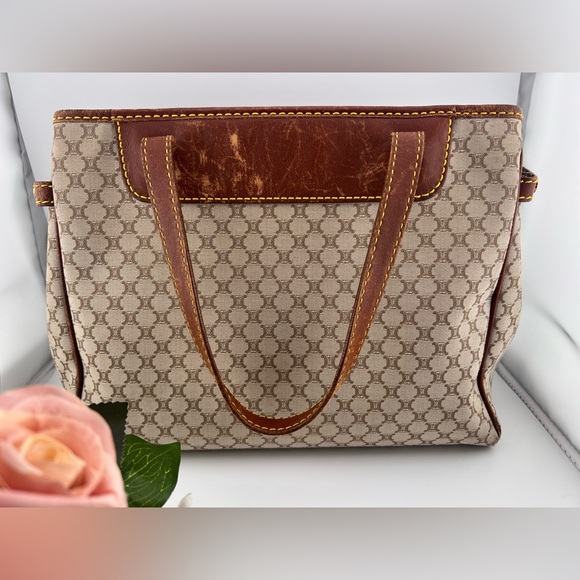 CELINE Macadam Canvas Handbag Rehab/Project Bag- Beige/Brown/Gold - Picture 1 of 17